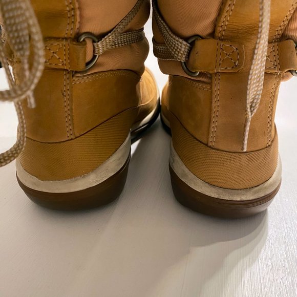 Women's Timberland Tan Leather Winter‎ Snow Boots Size 6 M Model 18388 2178 - Picture 7 of 10